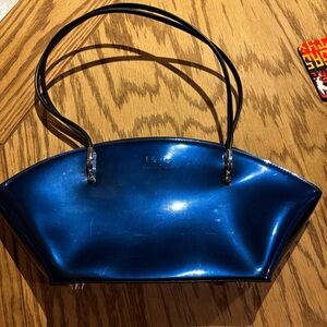 Beijo Blue Handbag with Black Handles